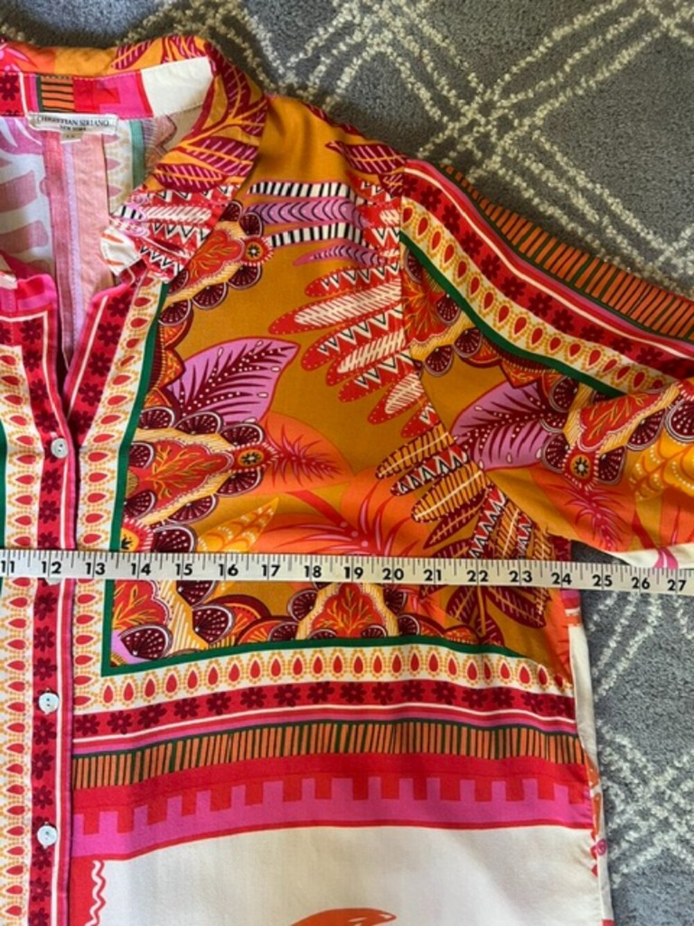 Christian Siriano Tropical Floral Print 3/4 Slv Button Dwn Shirt Woman's Size 1X - Picture 10 of 11